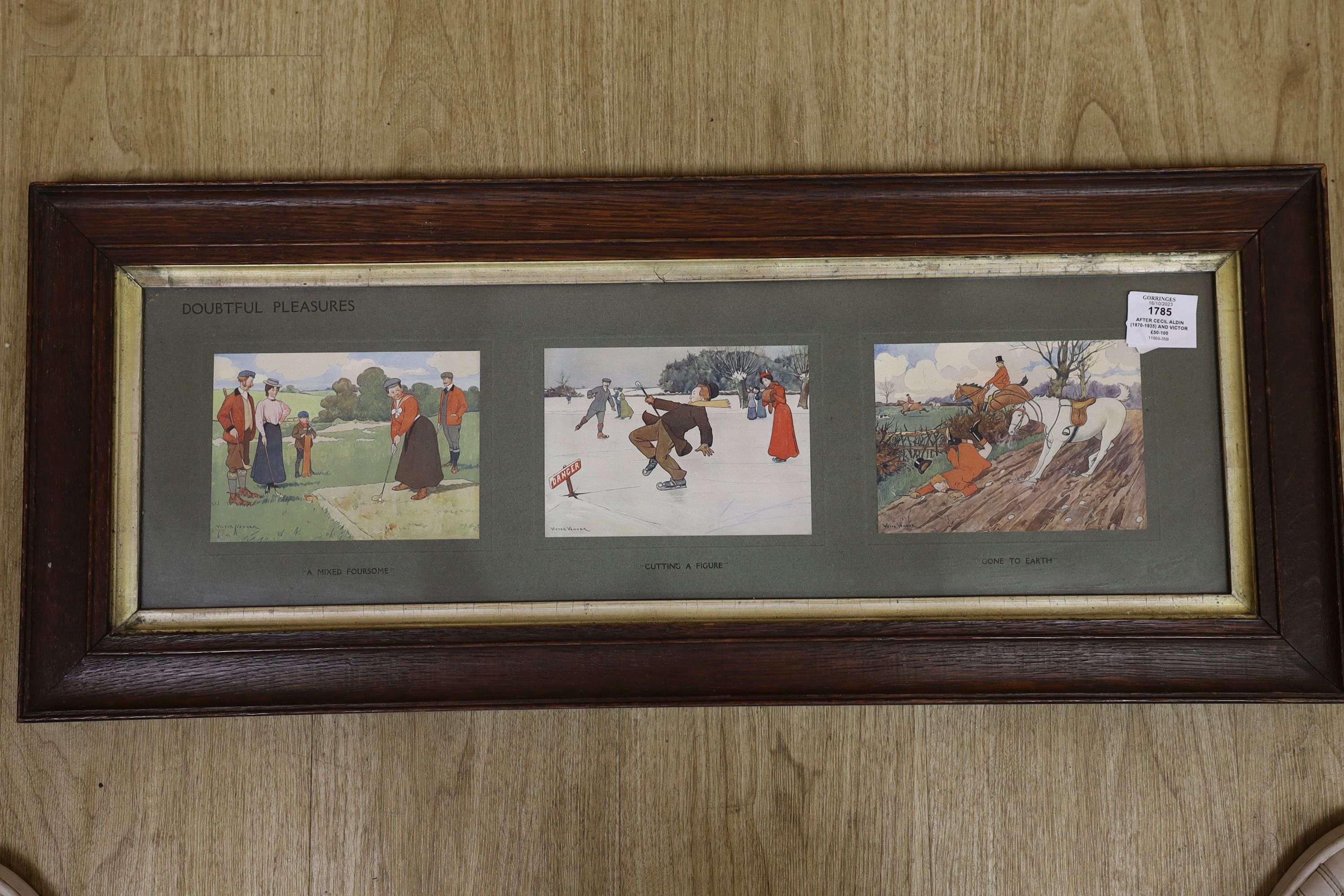 After Cecil Aldin (1870-1935) and Victor Venner (1869-1913) group of seven various colour prints including hunting scenes, largest 62cm x 39cm